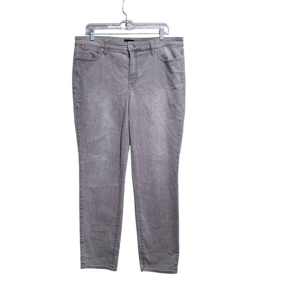Talbots Slim Ankle Jeans Gray High Rise Stretch Denim Pants Women Size 14